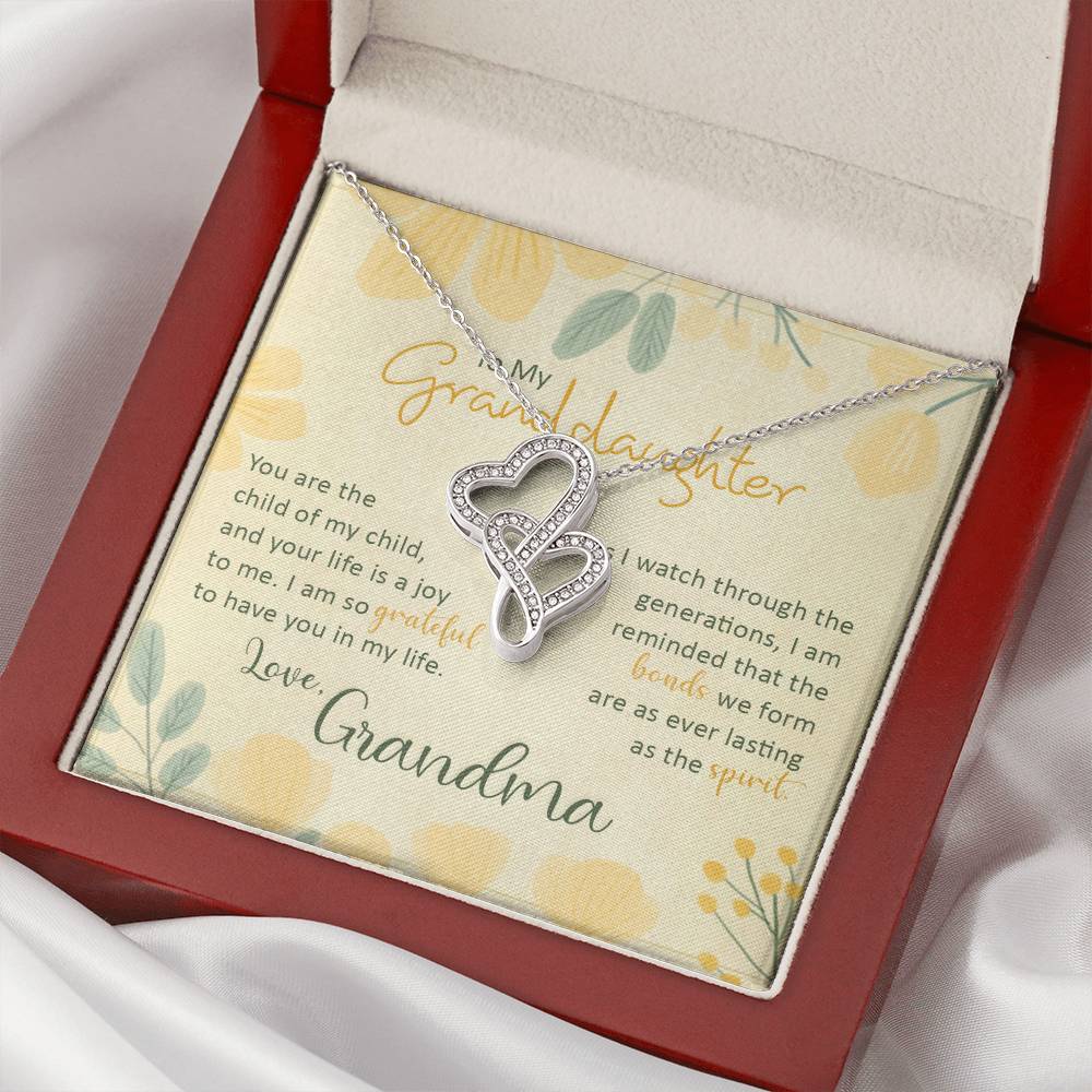 To My Granddaughter - Gift For Granddaughter - Gift From Grandma Double Hearts Necklace