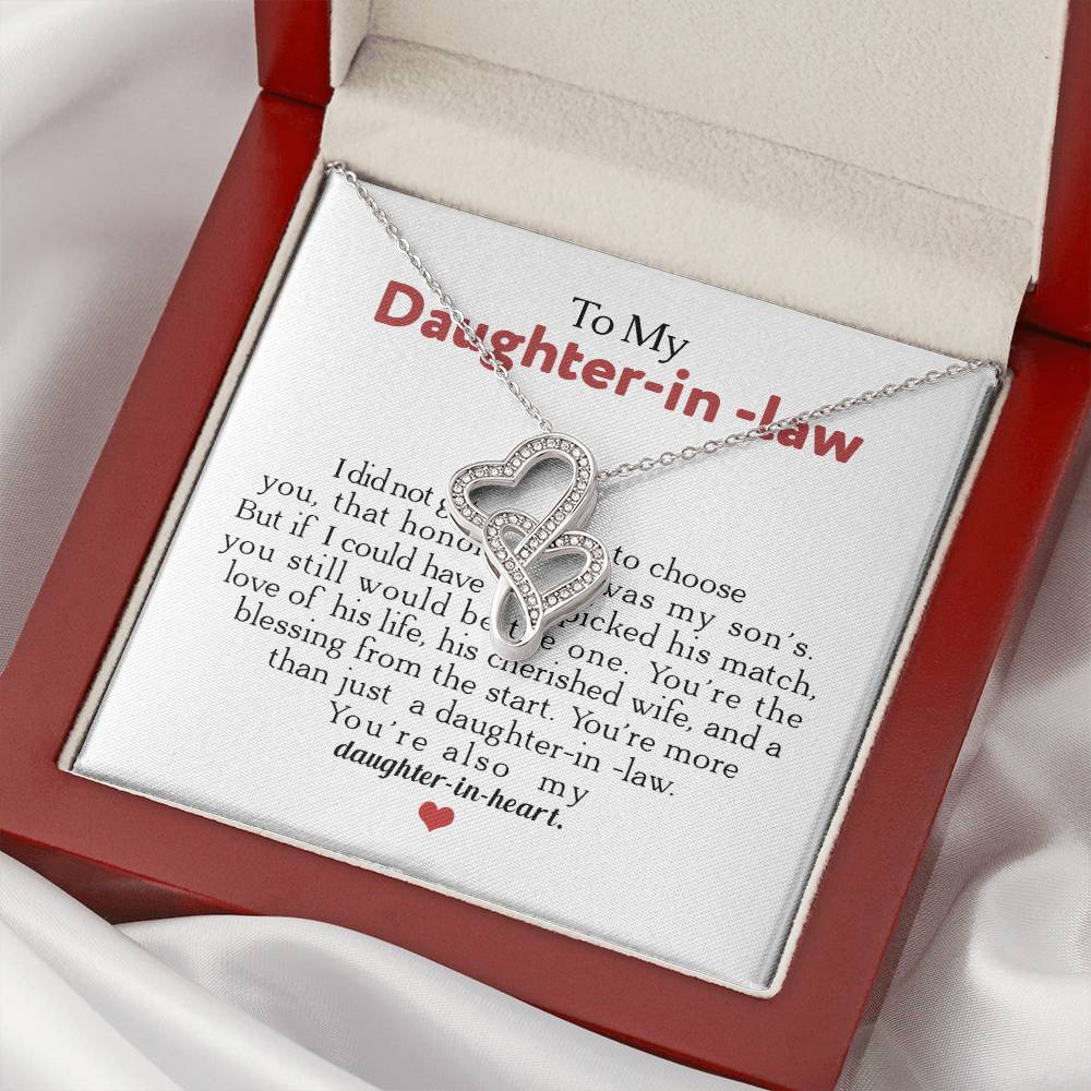 To My Daughter-In-Law You're Also My Daughter In Heart 1 Double Hearts Necklace