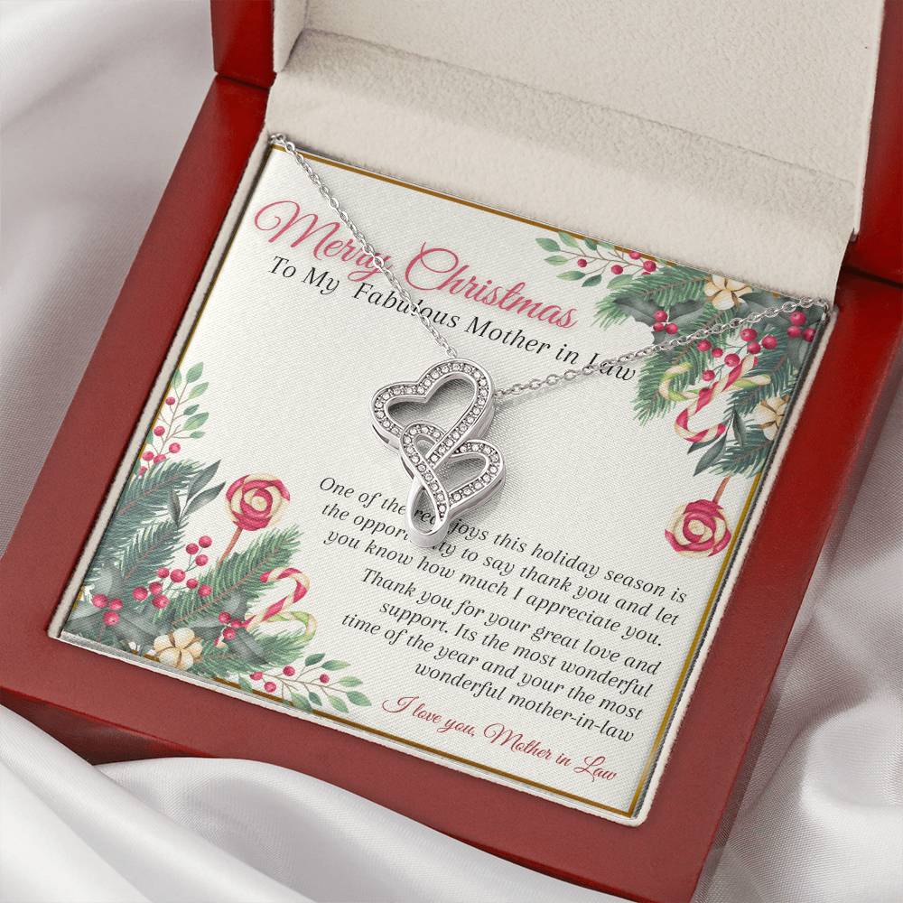 Mother In Law Christmas Gift Double Hearts Necklace