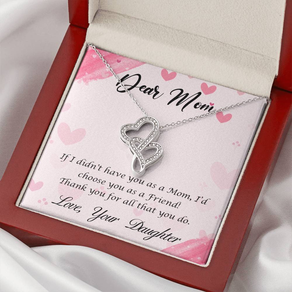 Perfect Gift For Mom - From Daughter - Double Hearts Necklace