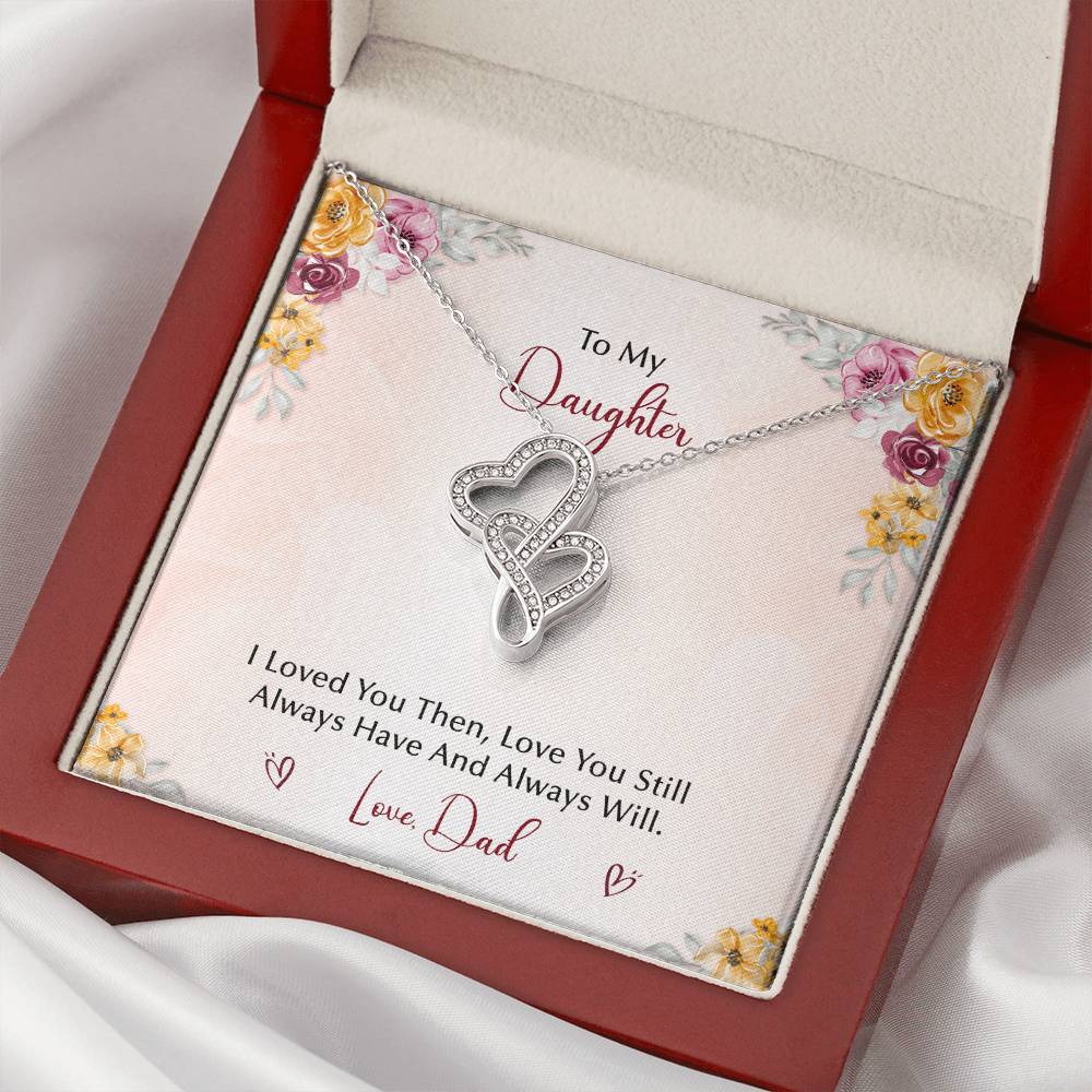 To My Daughter From Dad Double Hearts Necklace