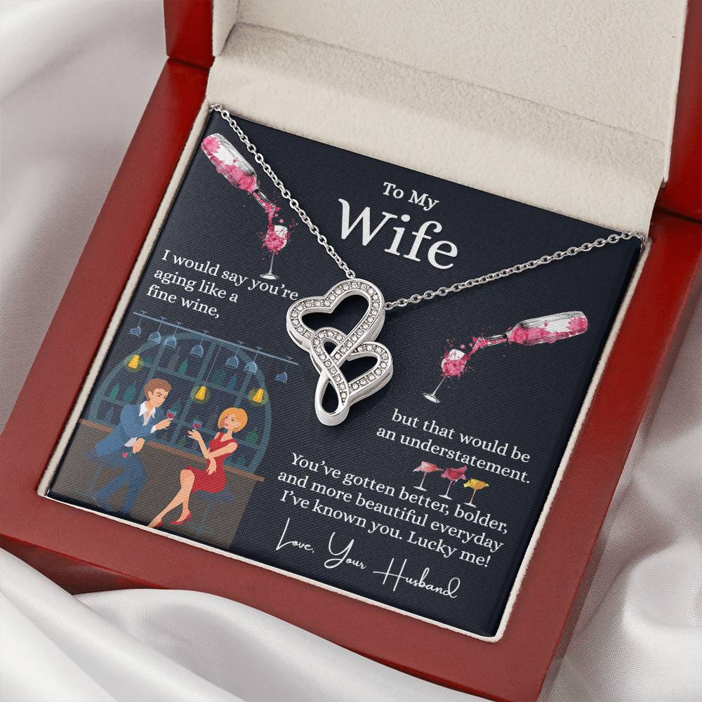 Husband To Wife - Love Knot Necklace For Gift Double Hearts Necklace