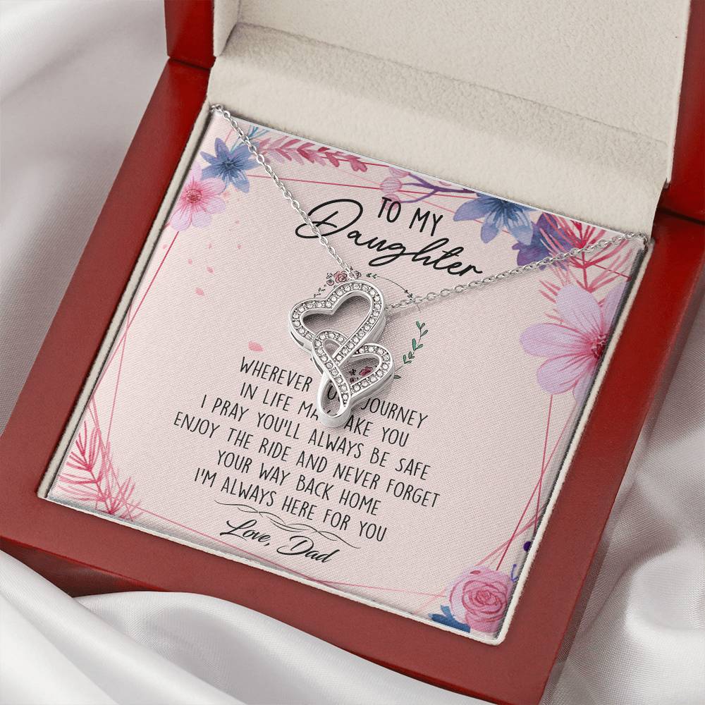 To My Daughter Necklace Christmas Gift From Dad - Forever Love Daughter Necklace On Christmas Day - Dad And Daughter N 1 Double Hearts Necklace