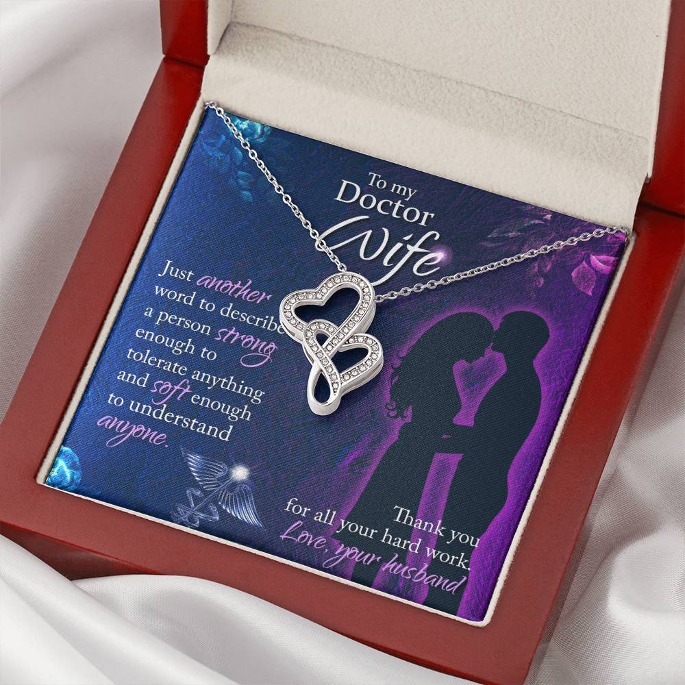 To My Doctor Wife Thank You For All Your Herd Work - Love Your Husband - Double Hearts Necklace