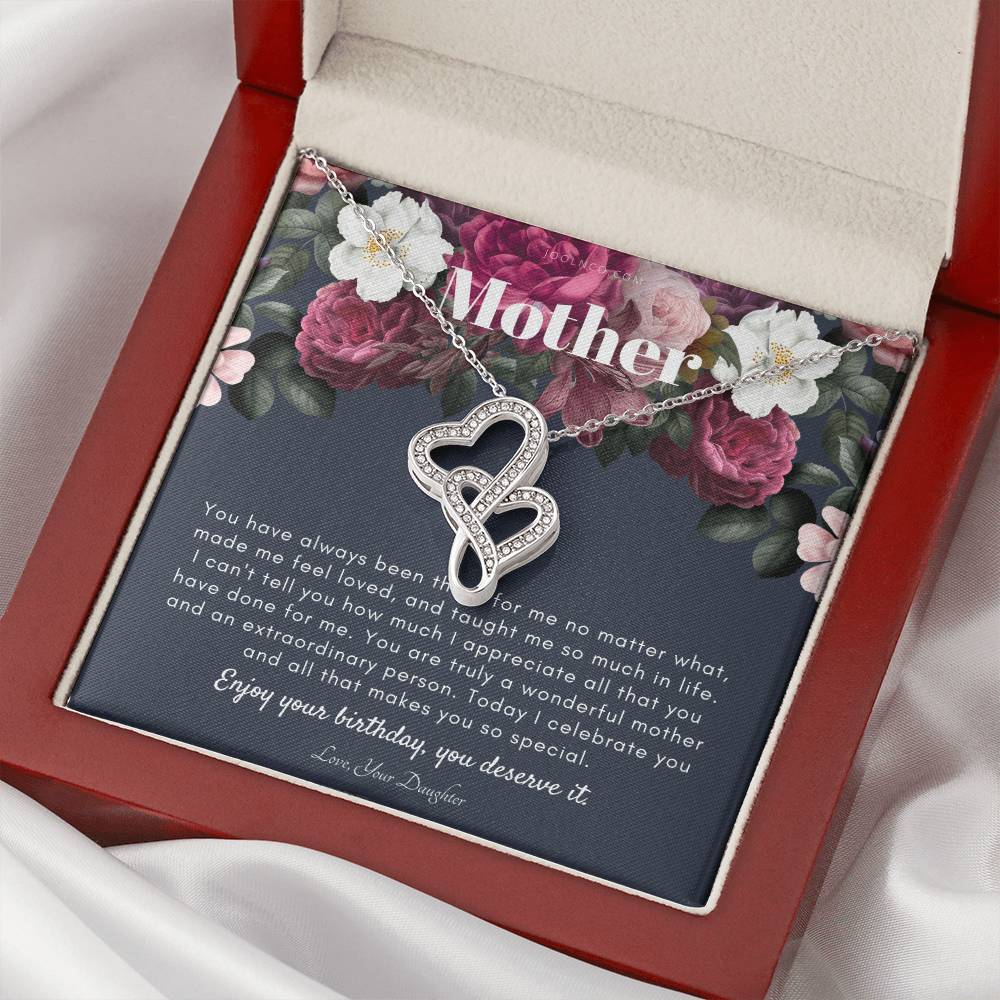 Mother's Birthday Gift Necklace For Mom's Birthday Elegant Gift For Mom From Daughter Best Mom Gift Message Card L Double Hearts Necklace