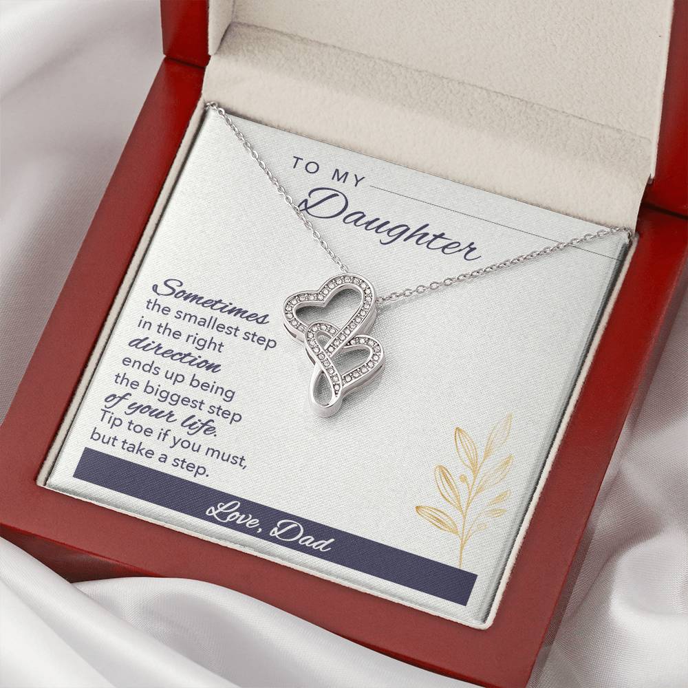 To My Daughter Never Forget I Love You Necklace - Gift For Daughter From Dad - Daughter Father Necklace - Daughter Gif Double Hearts Necklace