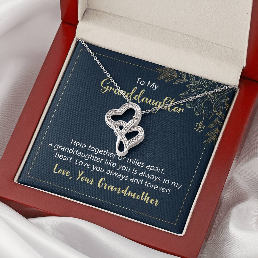 To My Granddaughter - Love You Always And Forever - Double Hearts Necklace