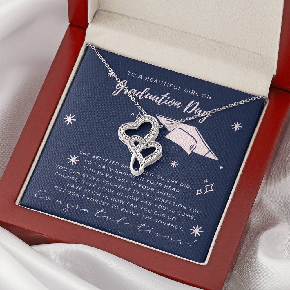 Happy Graduation Your Future Is Bright Daughter Necklace Class Of 2021 Graduation Necklace Card Gift Necklace For Daug 1 Double Hearts Necklace