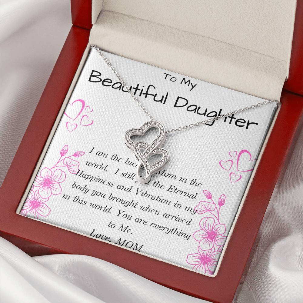 To Daughter From Mom Double Heart Necklace Gift Mom And Daughter No Matter Where You Go Gift From Mom Daughter Wedding 2 Double Hearts Necklace