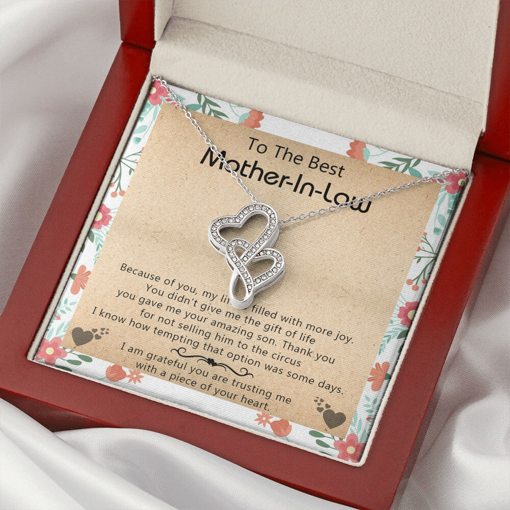 Gift For Mother-In-Law - My Life Is Filled With More Joy - Double Heart Double Hearts Necklace