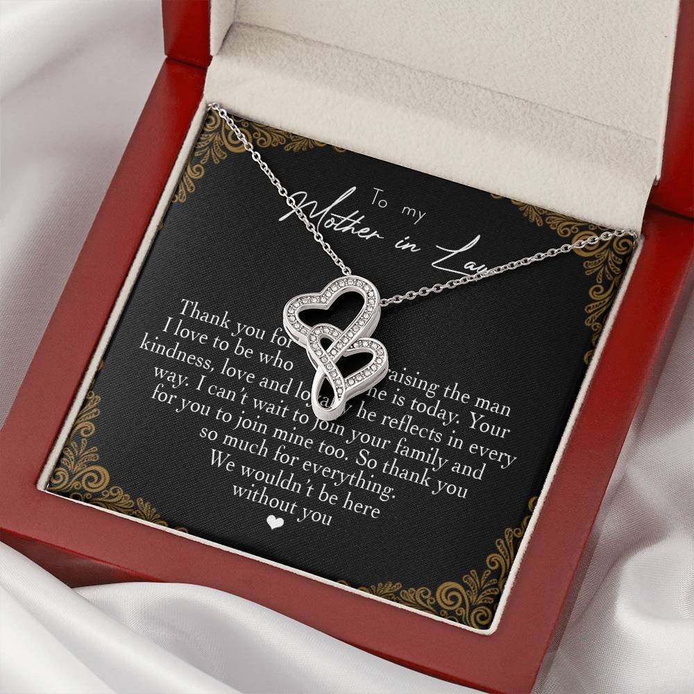 To My Mother In Law Thank You For Raising The Man I Love 1 Double Hearts Necklace