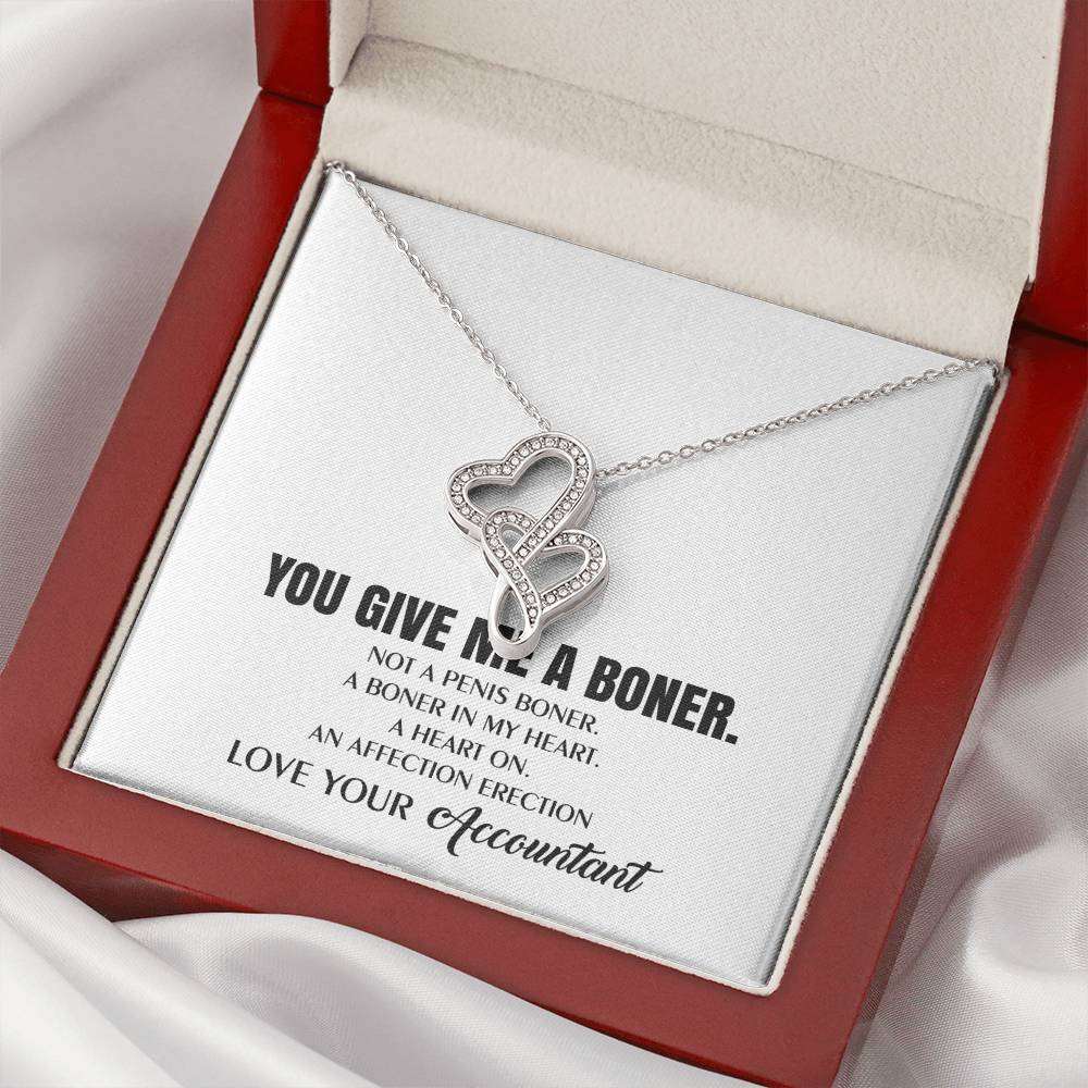 You Give Me A Heart Boner An Affection Erection Funny & Sarcastic Love For Her Mature Best Fu 1 Double Hearts Necklace