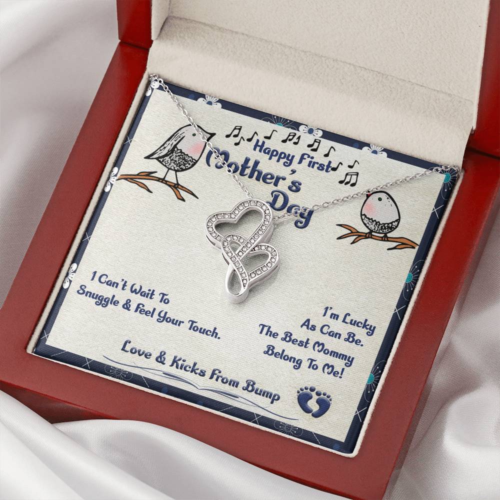 For Mommy Beautiful Mother's Day Gift Double Hearts Necklace