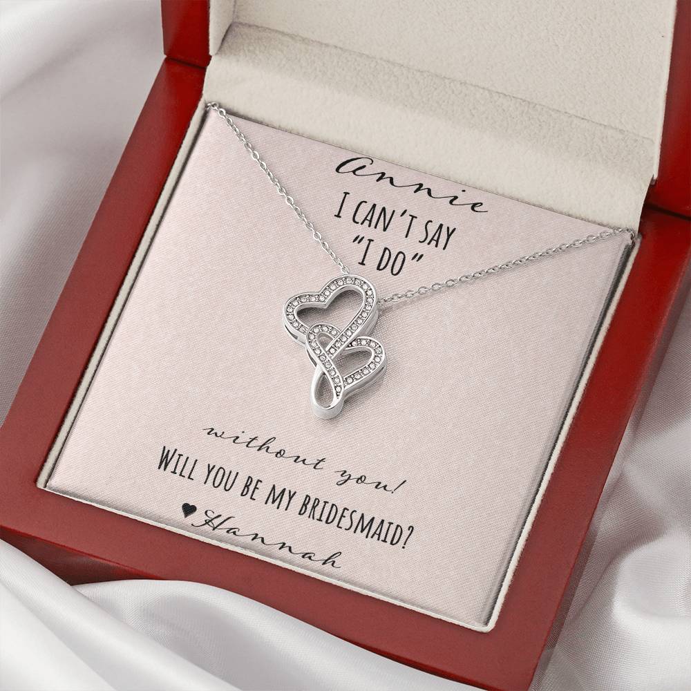 I Can't Say I Do Without You - Pink Double Hearts Necklace