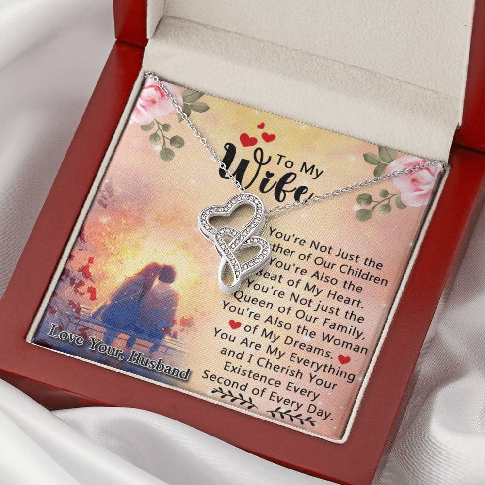 Gift For Wife Wife Necklace Wife Wife Gift Wife Jewellery Gift For Her Anniversary Gift Wedding Double Hearts Necklace