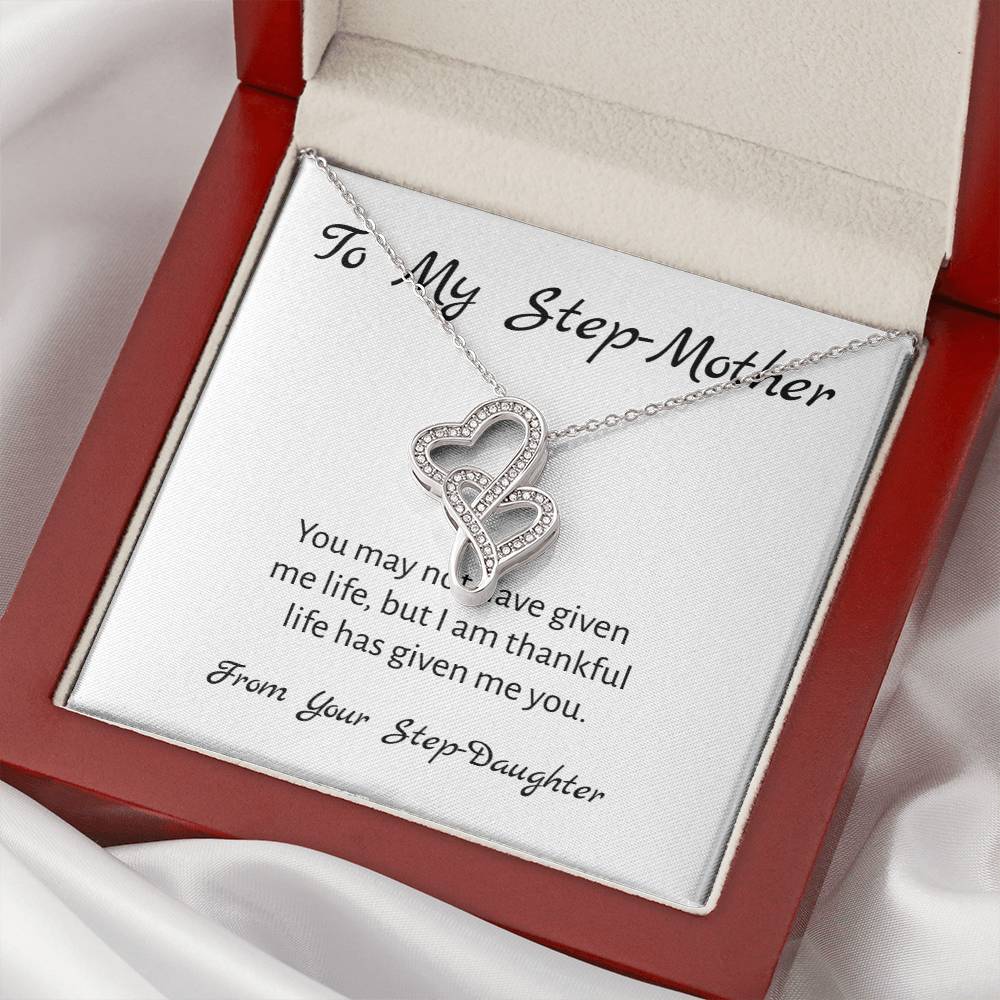 To My Step-Mother - From Your Step-Daughter - Necklace Double Hearts Necklace