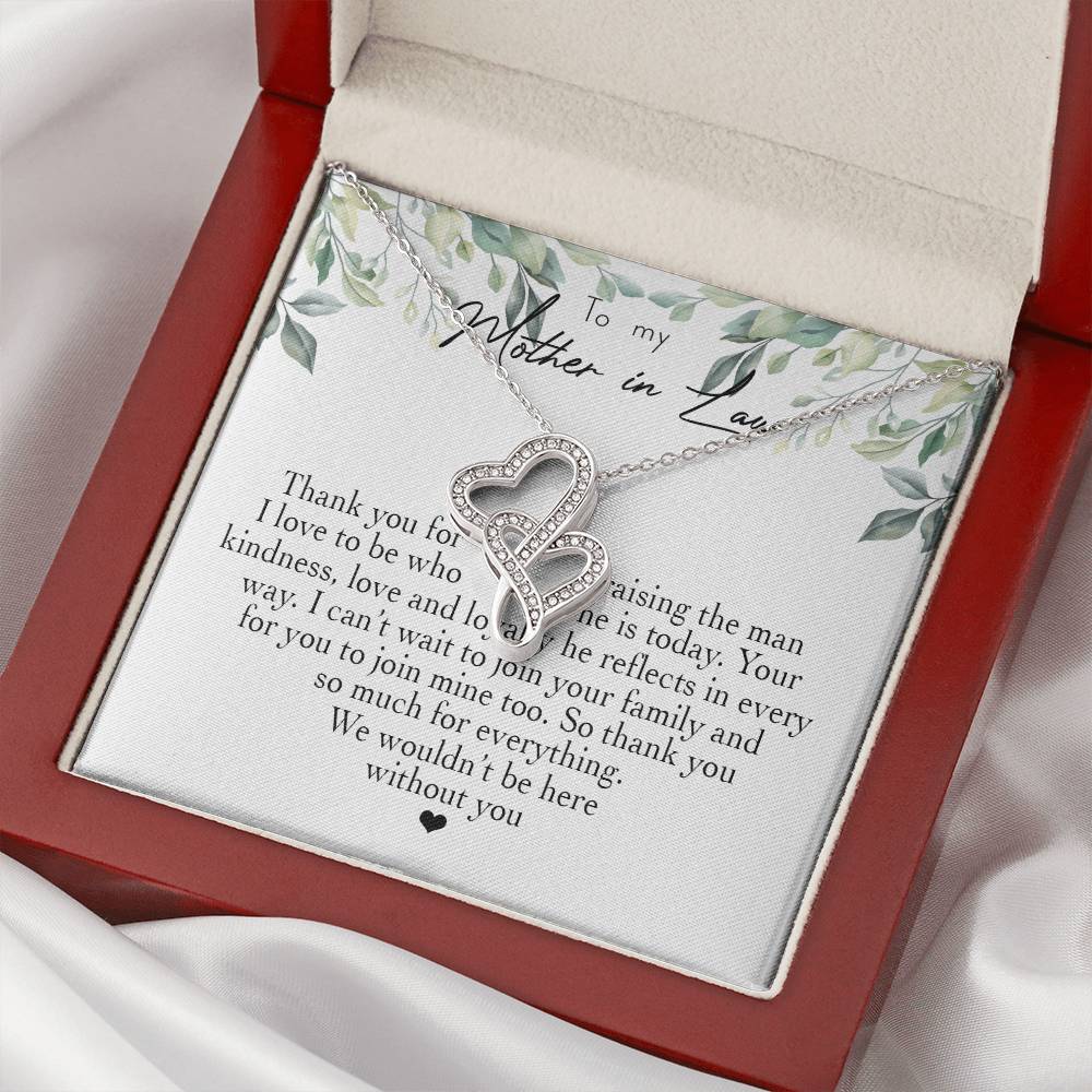 To My Mother In Law Thank You For Raising The Man I Love 3 Double Hearts Necklace
