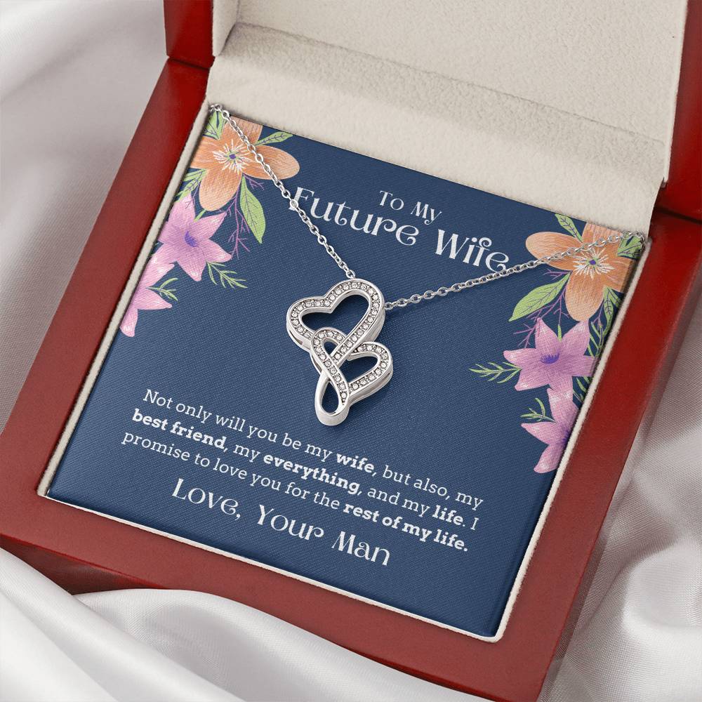 To My Future Wife - My Everything My Life - Necklace Double Hearts Necklace