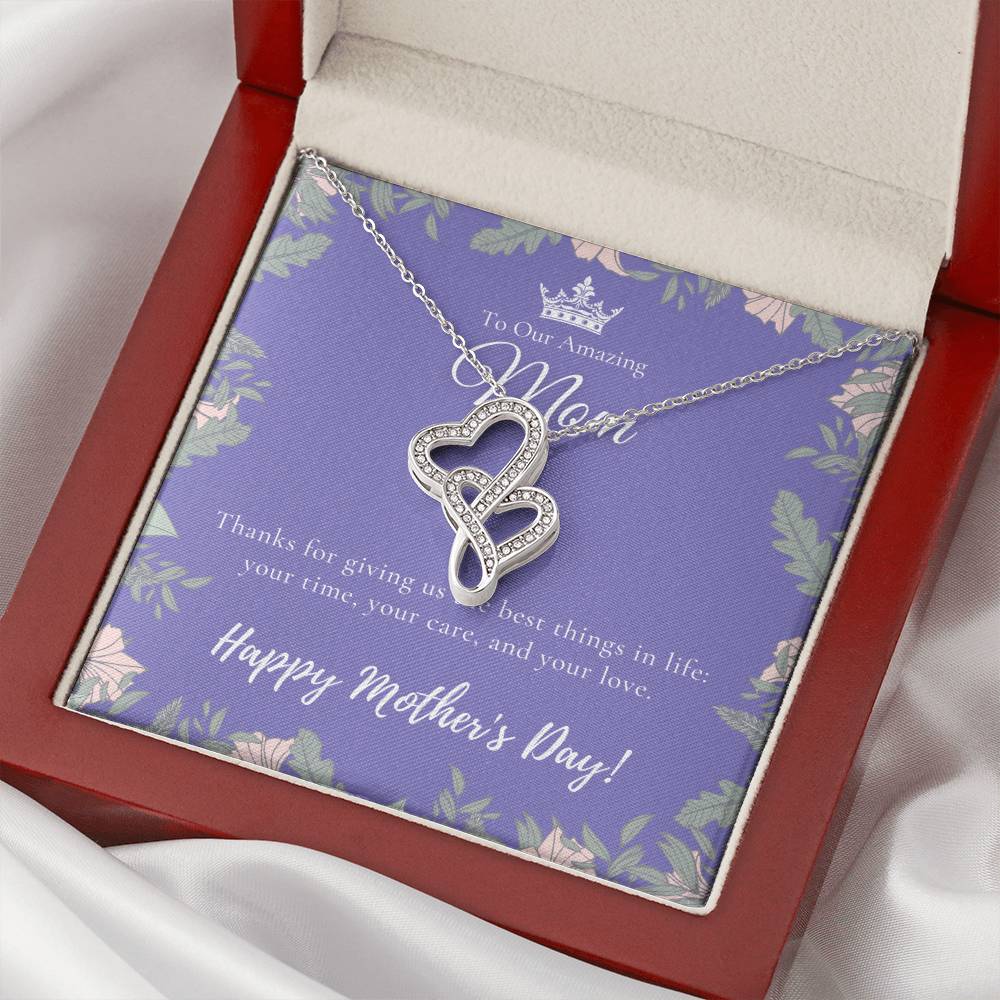 To Our Amazing Mom Necklace Happy Mother’S Day Gift Personalized Mom Gift Mothers Necklace Gift For Mom Best Mom 1 Double Hearts Necklace