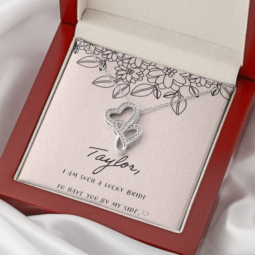 I Am Such A Happy Bride Double Hearts Necklace