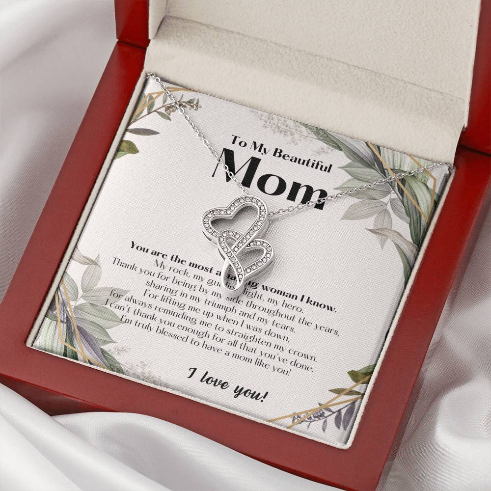 To My Beautiful Mom Necklace To My Badass Mom Necklace Badass Mom Gift Mother’S Day Gift Birthday Gift Gift From 1 Double Hearts Necklace