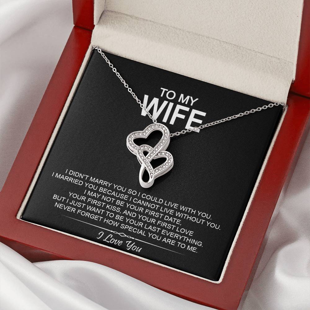 To My Wife - I Love You Message - Tmw02 Double Hearts Necklace