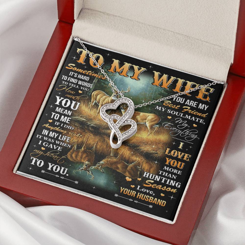To My Wife-Double Joined Hearts Pendant Double Hearts Necklace