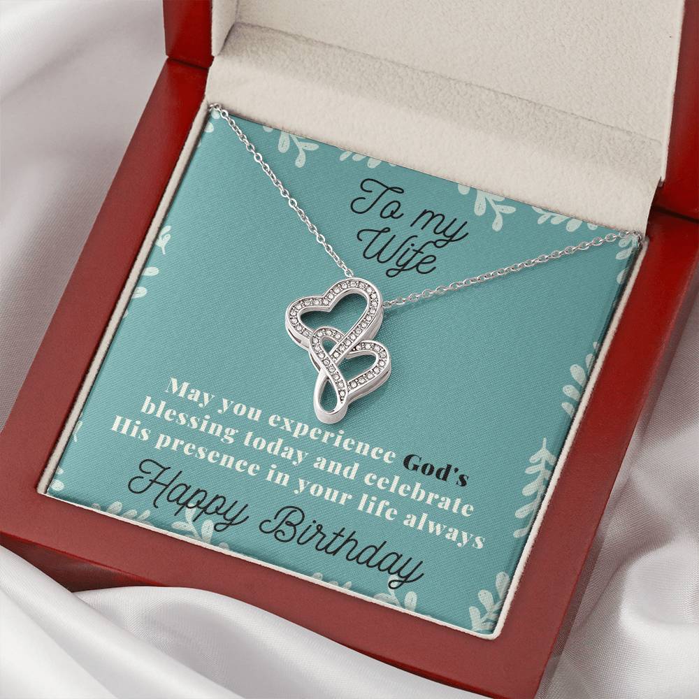 To My Wife Necklace - Gift For Wife Birthday Marriage - Wife Necklace From Husband Anniversary Necklace For Wife Wife Double Hearts Necklace