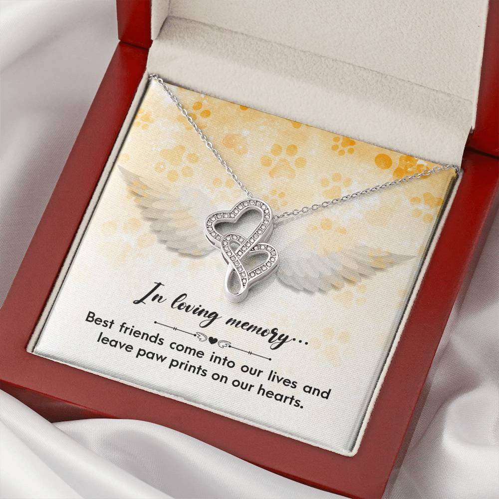 In Loving Memory - Best Friends Come Into - Double Hearts Necklace
