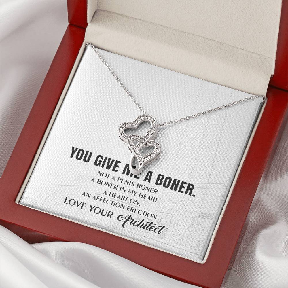 You Give Me A Heart Boner An Affection Erection Funny & Sarcastic Love For Her Mature Best Fu 2 Double Hearts Necklace