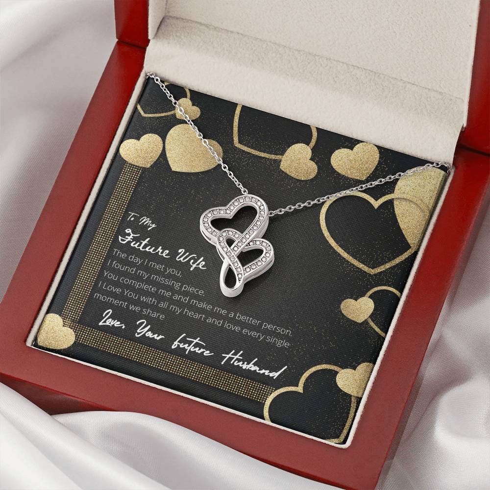 To My Future Wife - You Complete Me - Necklace Double Hearts Necklace