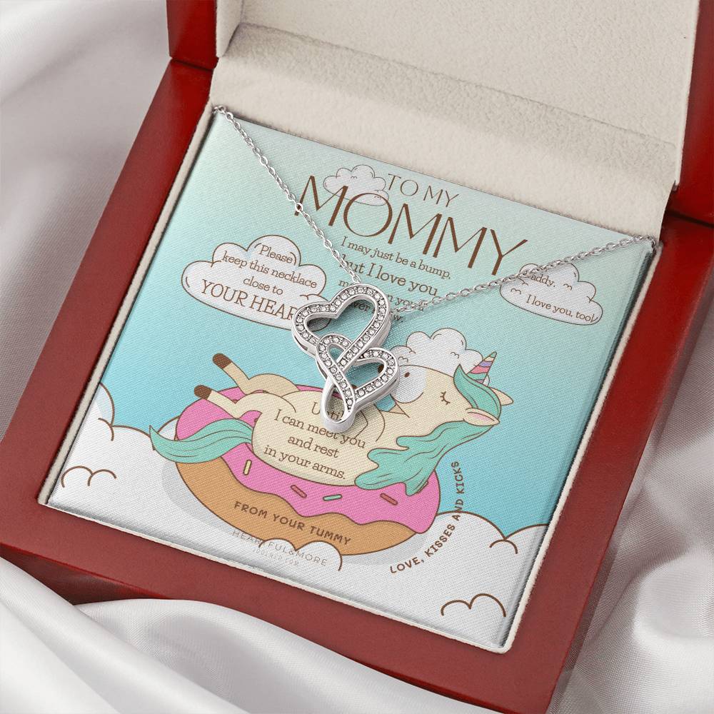 Baby Shower Gift New Mommy Necklace Pregnant Wife Gift I May Just Be A Bump But I Love You To Mummy From Bump To 1 Double Hearts Necklace
