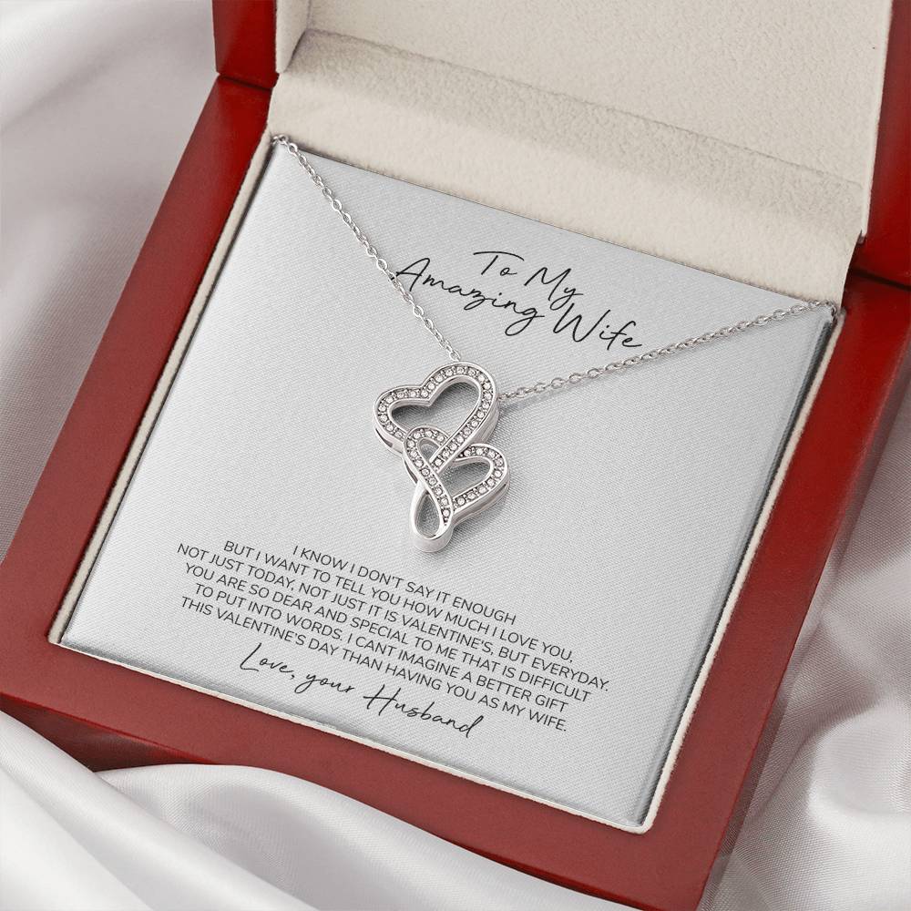 To My Amazing Wife Double Hearts Necklace