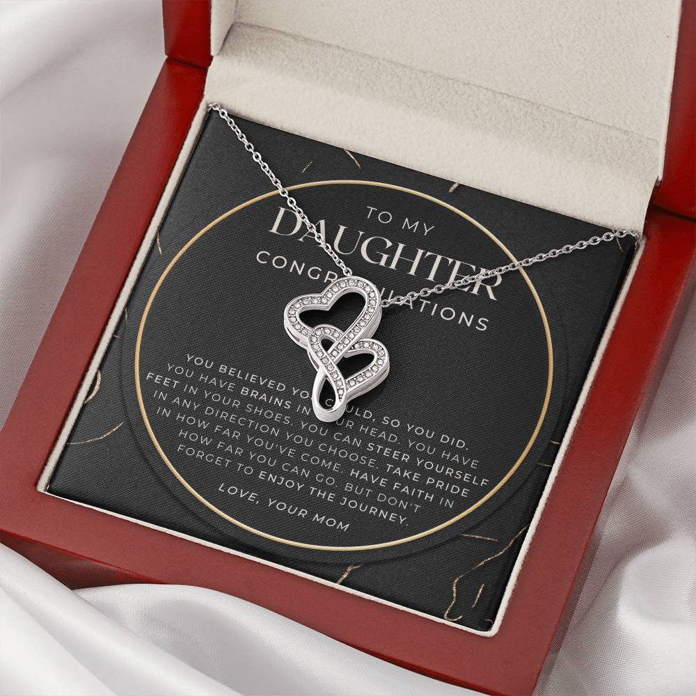 Daughter Graduation Gift Necklace For Her College Graduation Gift For Her High School Senior Graduation Class Of 2021 Double Hearts Necklace