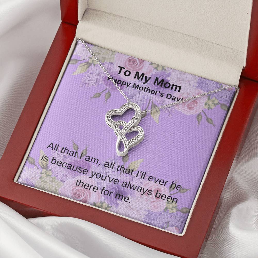 To My Mom Roses Double Hearts Necklace