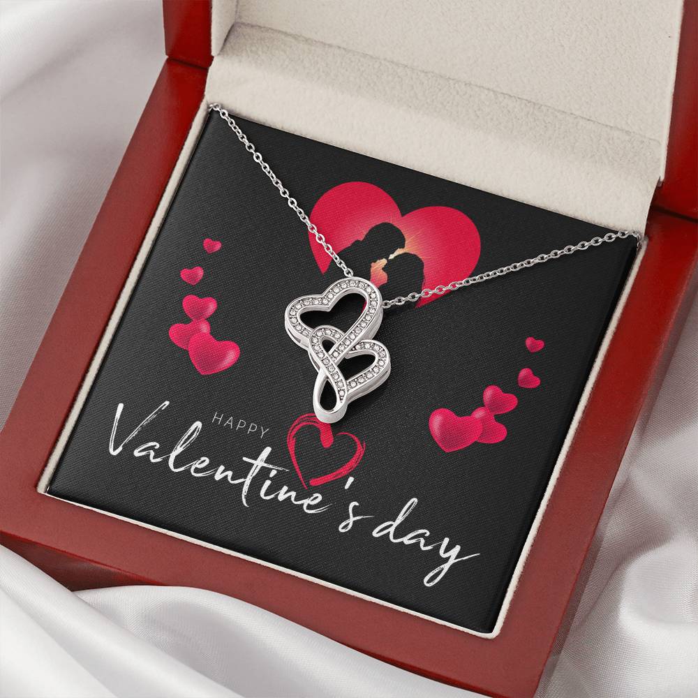 Happy Valentine's Day Necklace - Message Card - Necklaces For Women - Future Mrs. Necklace - En 1 Double Hearts Necklace