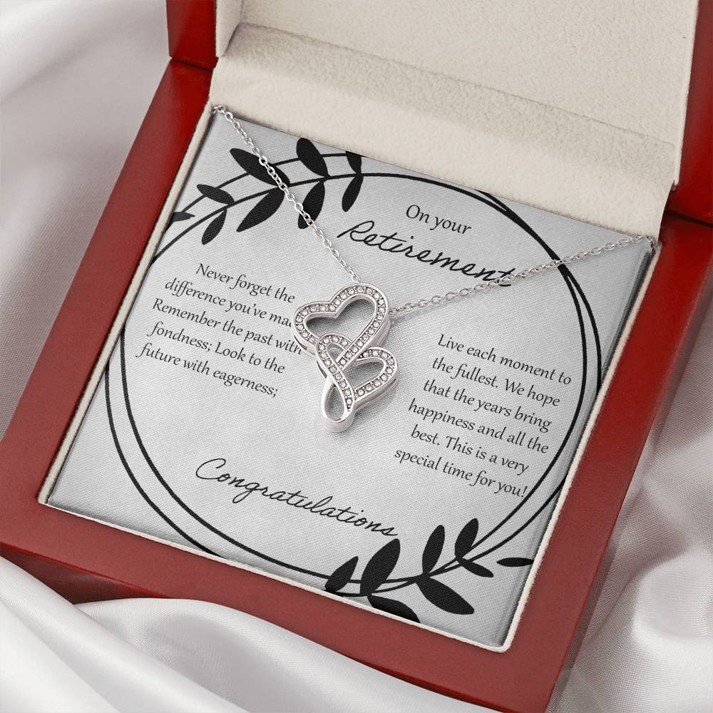On Your Retirement Double Hearts Necklace
