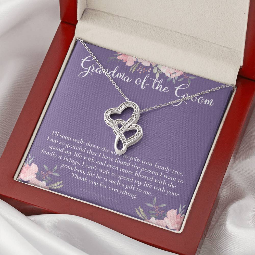 Grandmother Of The Groom Gift Necklace Grandma Wedding Gift Nana Bridal Shower Rehearsal Dinner Thank You Gift 2 Double Hearts Necklace