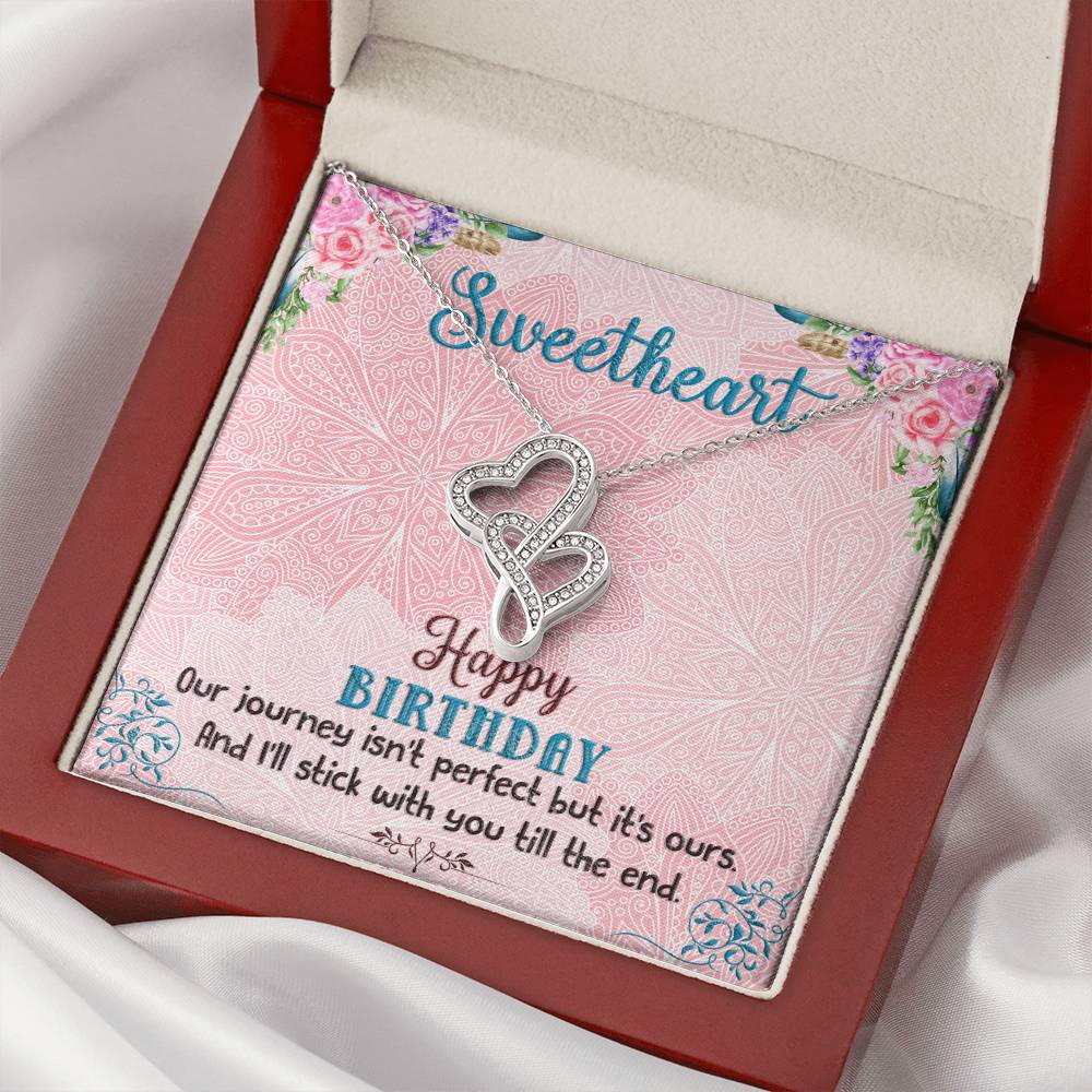 Happy Birthday Sweetheart - Double Heart Necklace Double Hearts Necklace