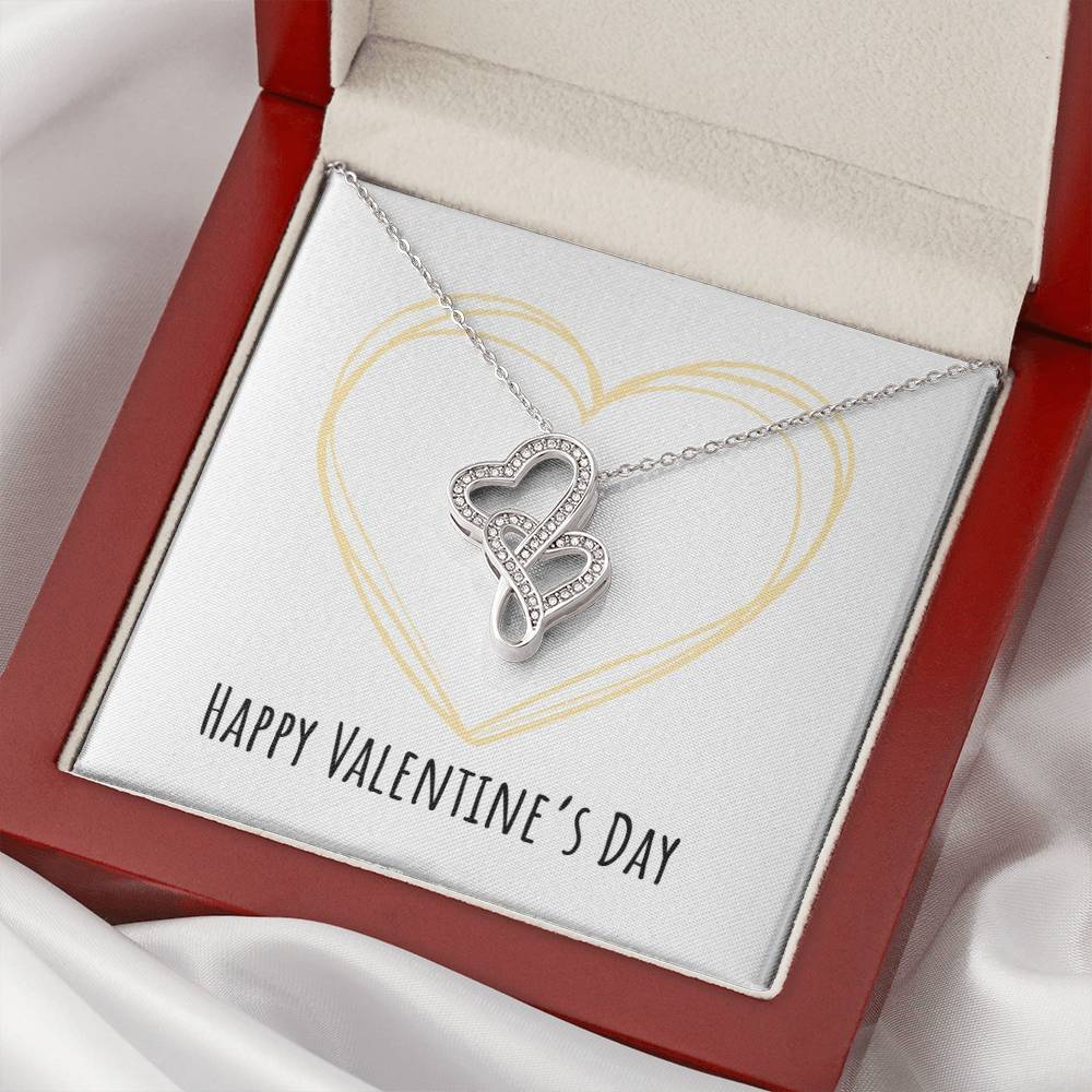 To My Girlfriend Double Hearts Necklace