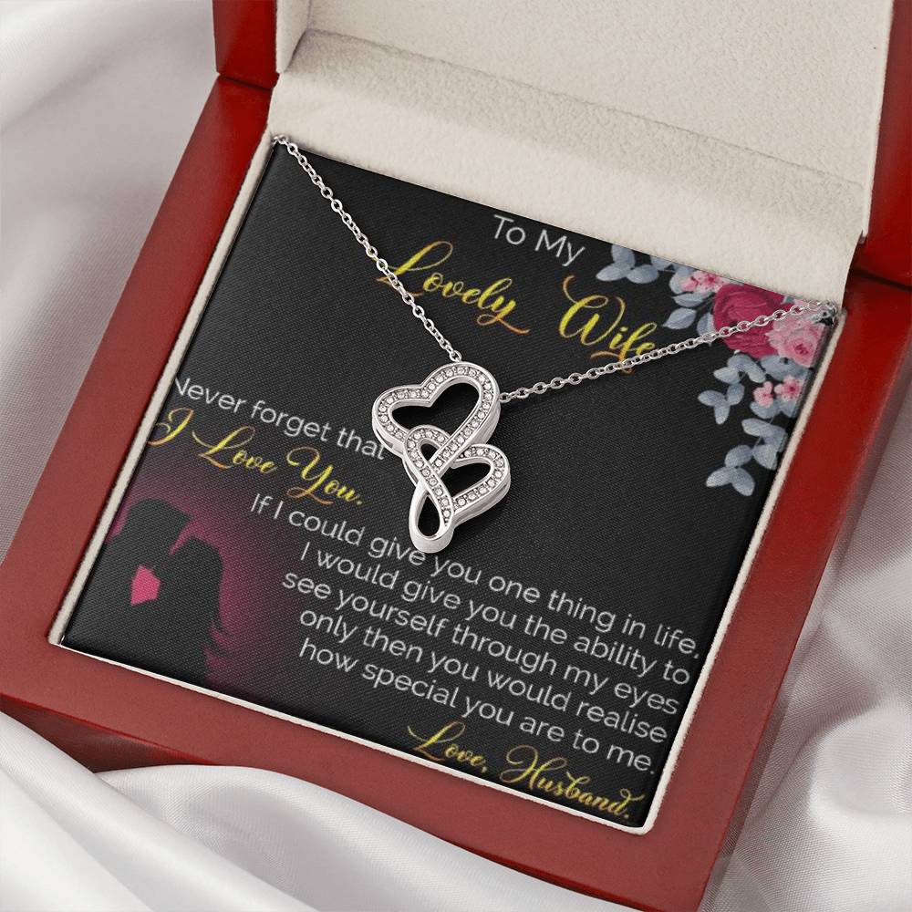 To My Lovely Wife 1 Double Hearts Necklace