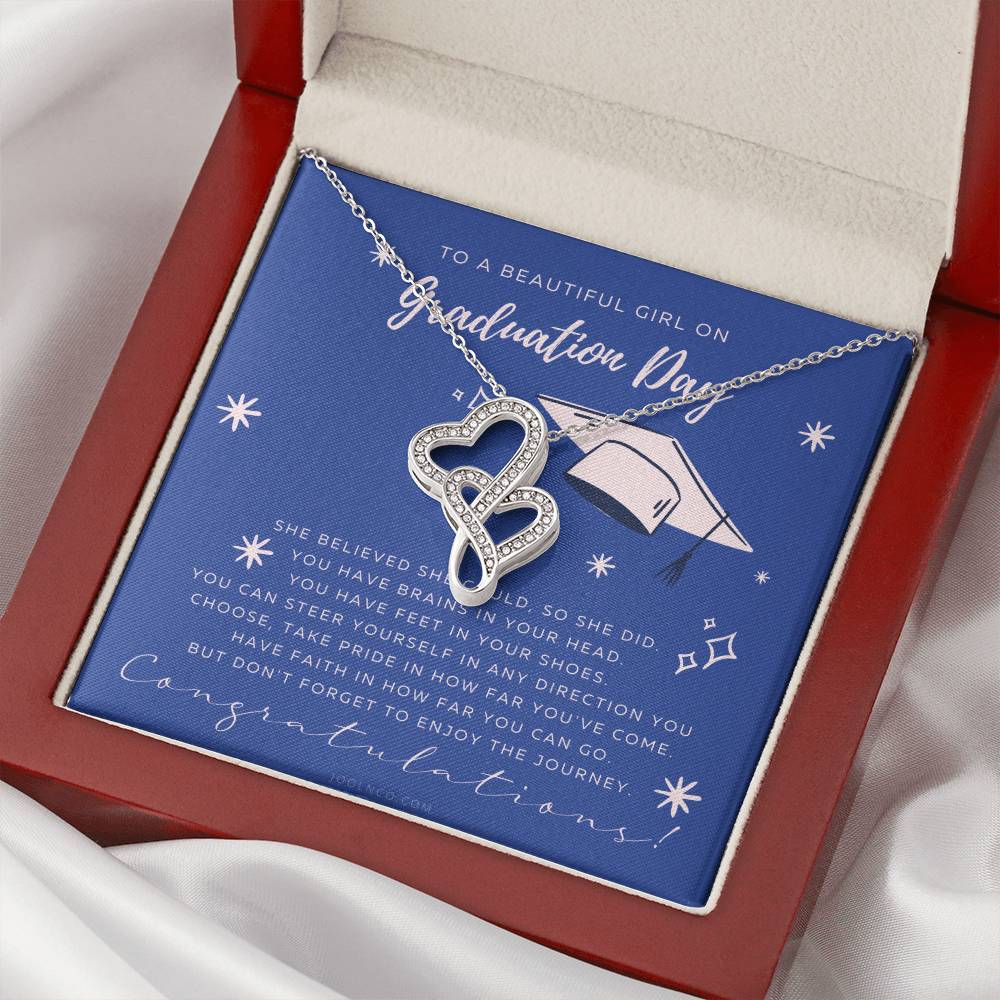 Happy Graduation Your Future Is Bright Daughter Necklace Class Of 2021 Graduation Necklace Card Gift Necklace For Daug Double Hearts Necklace
