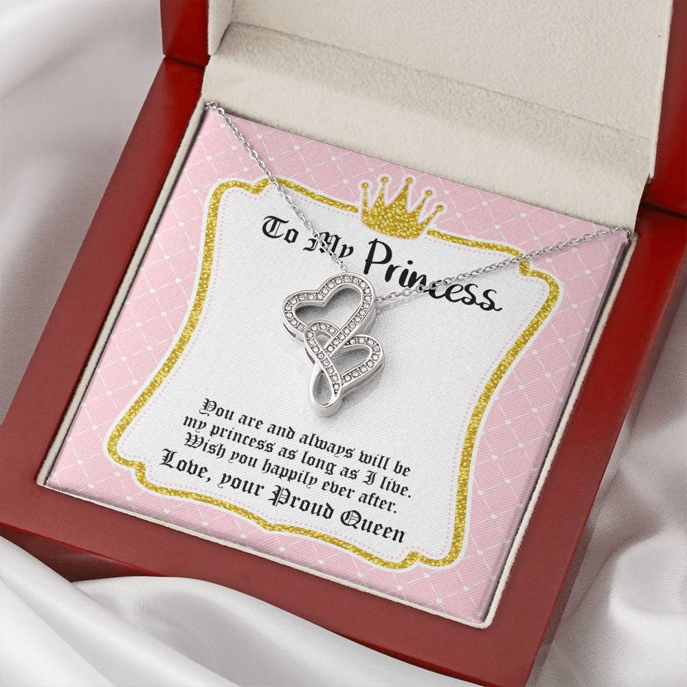 To My Princess Daughter Double Hearts Necklace