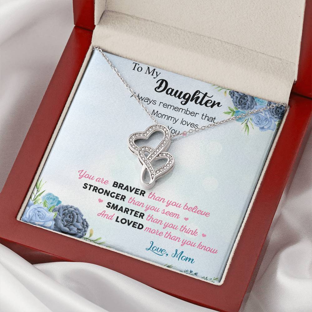 To My Daughter - 3 Double Hearts Necklace