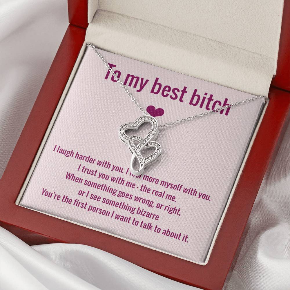 To My Best Bitch Necklace - Double Hearts Double Hearts Necklace
