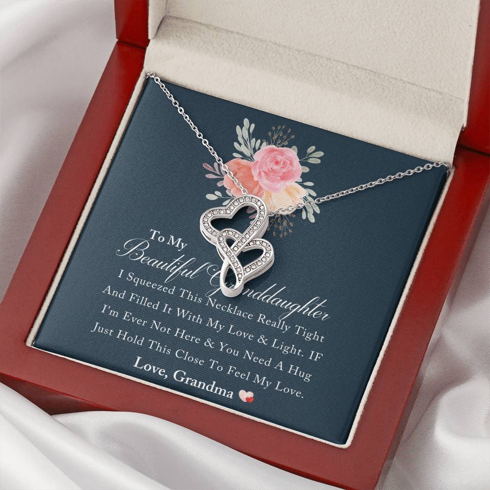 To My Beautiful Granddaughter Love And Light Heart Necklace - Mother And Daughter Necklace - Mom Gift - Mother Jewelr Double Hearts Necklace