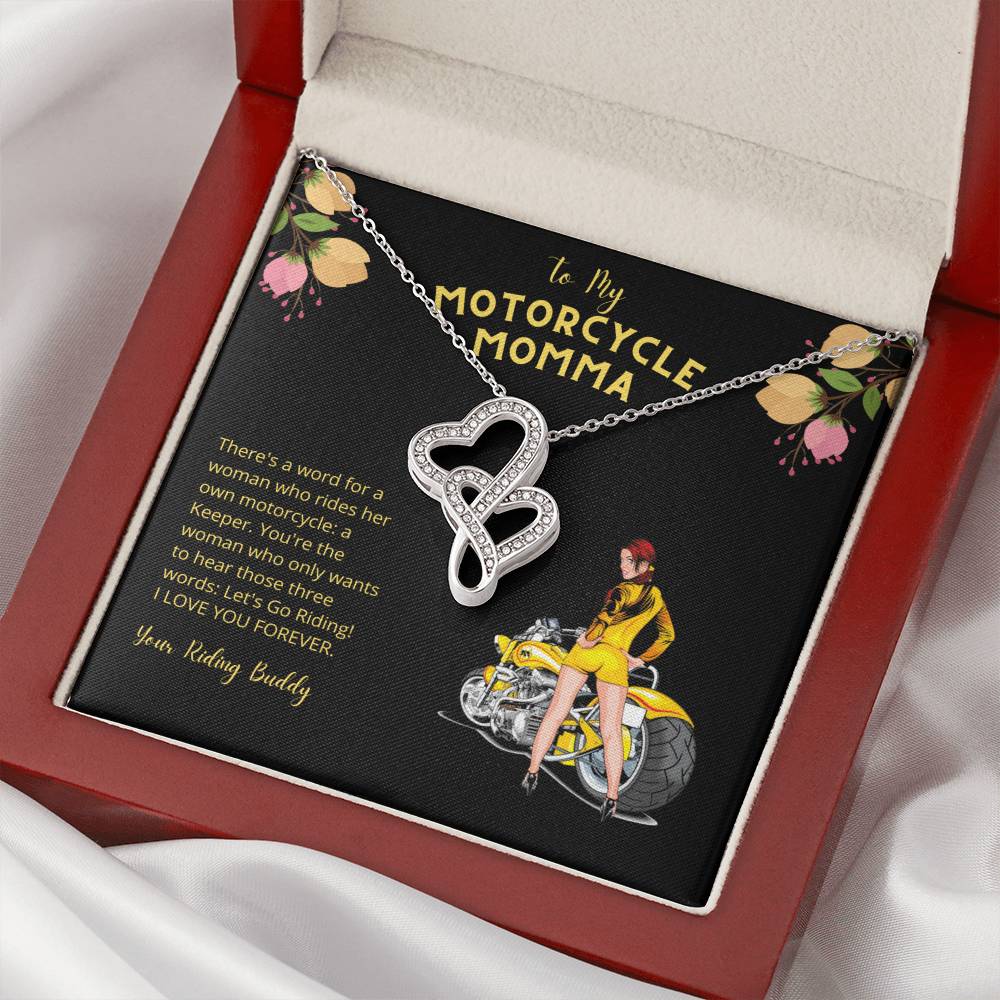 To My Motorcycle Momma • Let's Go Riding • Double Hearts Necklace