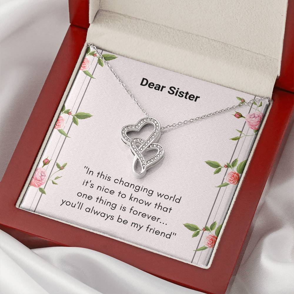 Personalised Gift For A Sister Big Sis Little Sis Gift Idea Wedding Gift For Sister Birthday Gift Idea For Sister Ch Double Hearts Necklace