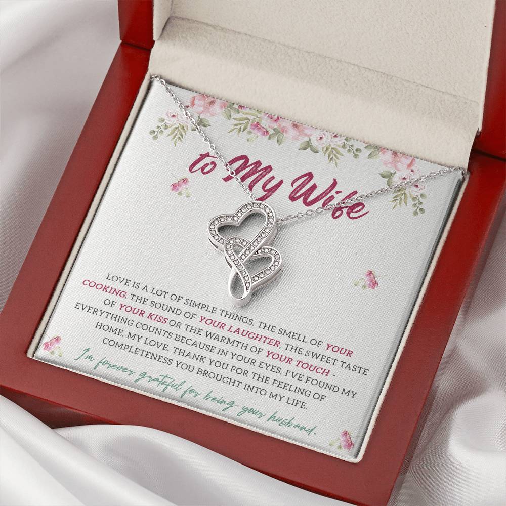 Love Is A Lot Of Simple Things - I'm Forever Grateful For Being Your Husband Double Hearts Necklace