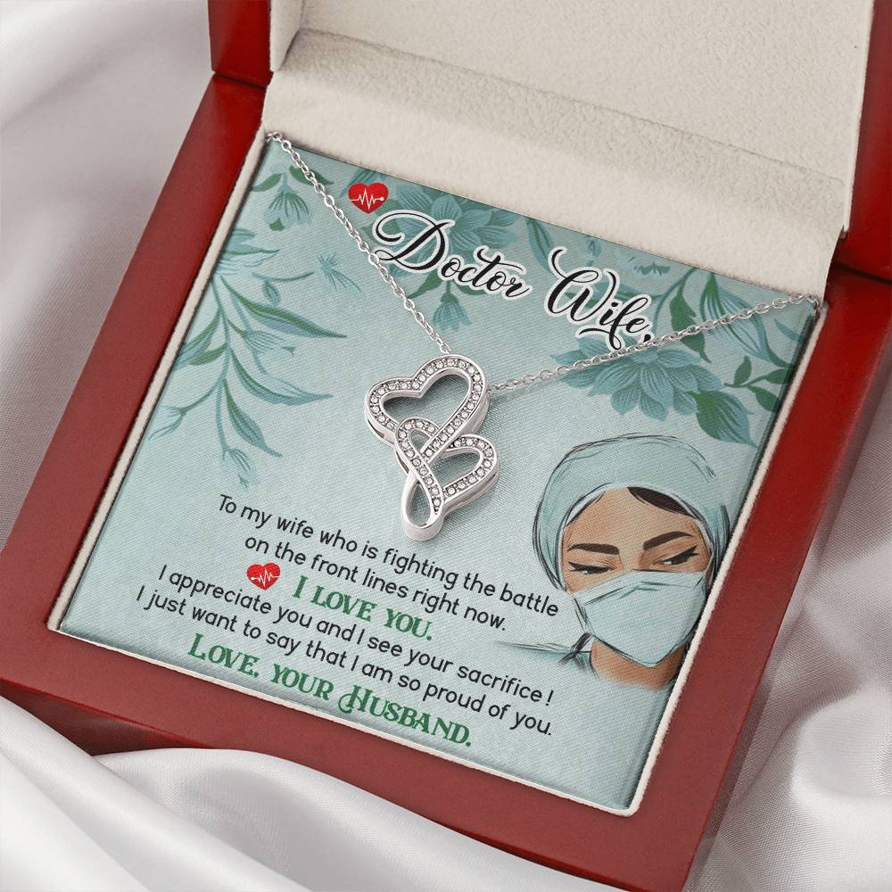 Dear Wife - I Appreciate You And I See Your Sacrifice - Double Hearts Necklace